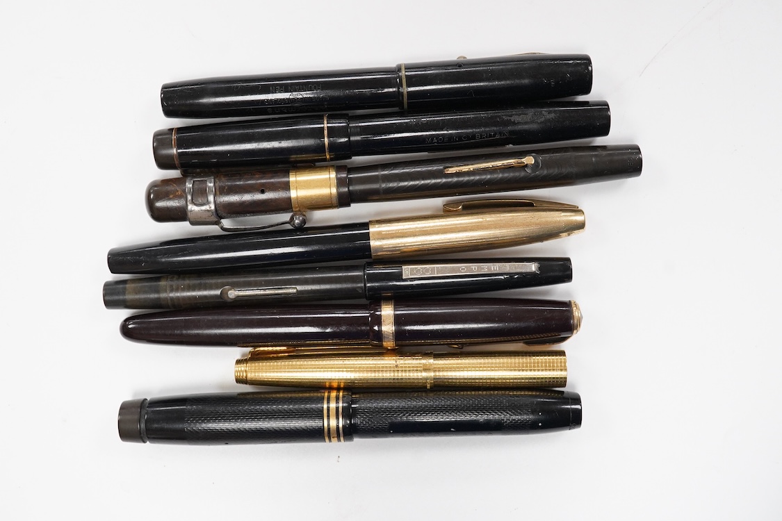 A small collection of pens to include Onoto Magna, missing clip